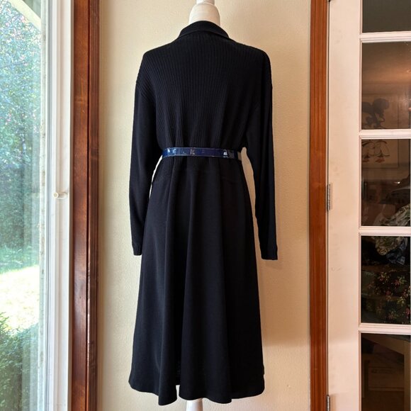 VTG 90s Liz Claiborne Wool Blend Midi Sweater Dress Ribbed Knit Long Sleeve L - Picture 3 of 13
